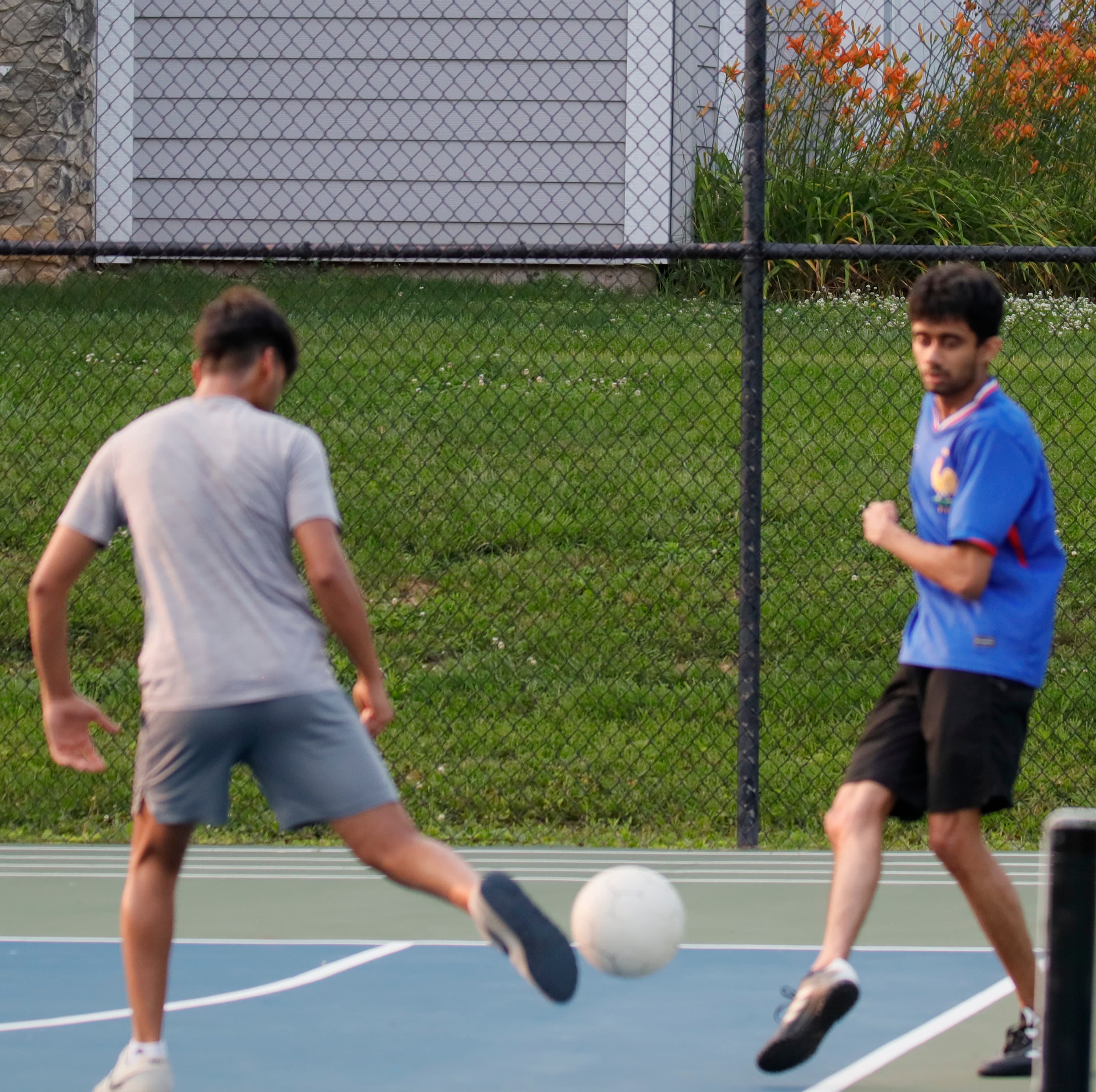 Playing football